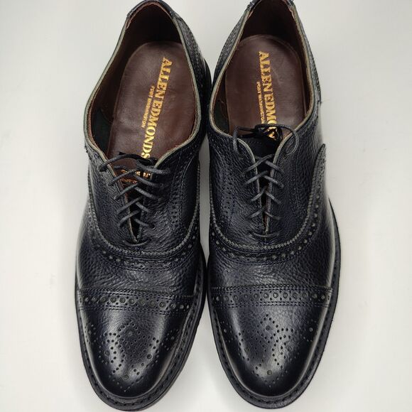 Allen Edmonds "Strandmok" Mens Cap-Toe Oxfords 9 D Black USA 5550 - Picture 3 of 12